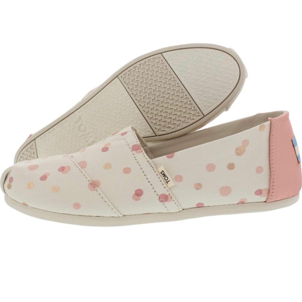 TOMS Kids Pale Blush Party Dots slip on shoes